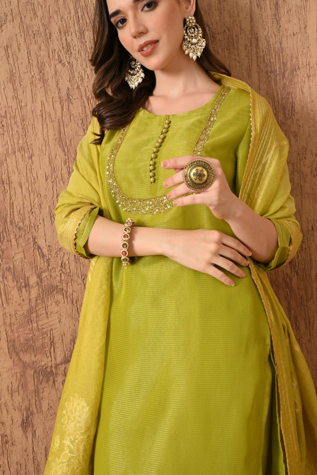 DUPATTA SET-Straight Pure Tissue Shimer