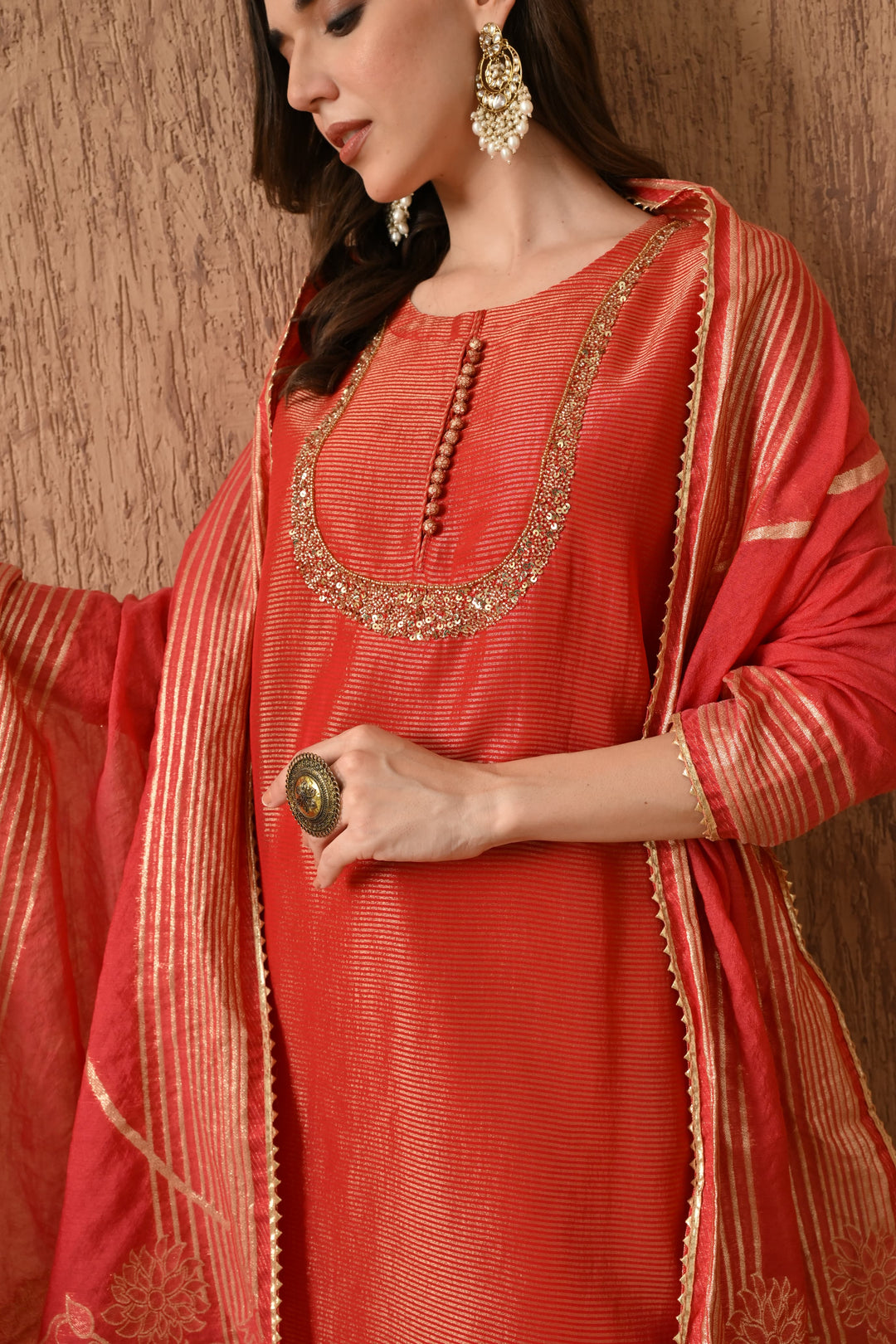 DUPATTA SET-Straight Pure Tissue Shimer