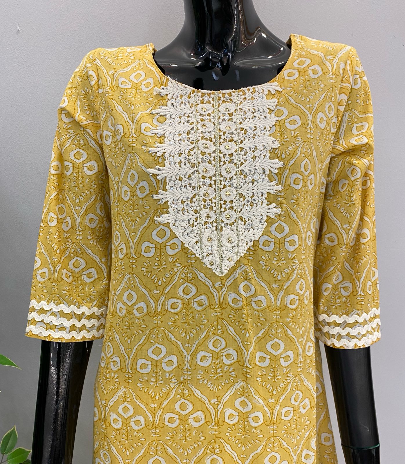 Yellow and off-white color Dupatta set
