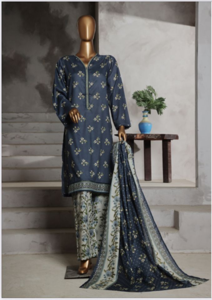 DUPATTA SET BLUE- LAWN COTTON WITH LACE WORK