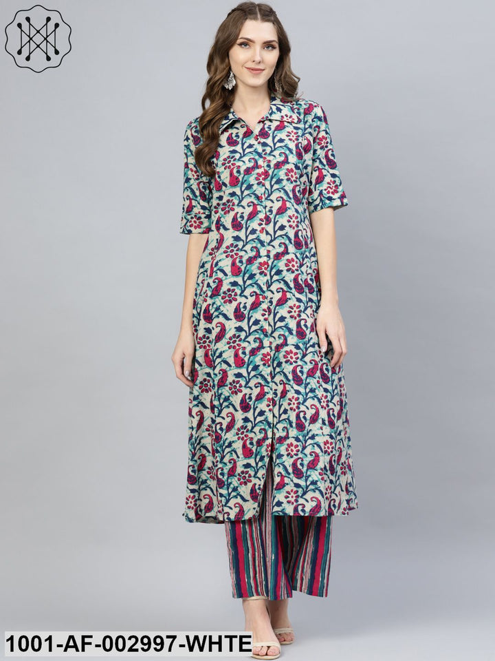 KURTA PANT - Multicolored Printed Kurta Set with Palazzo