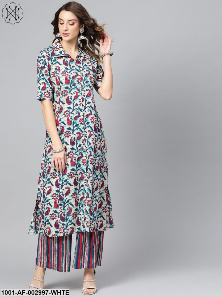 KURTA PANT - Multicolored Printed Kurta Set with Palazzo