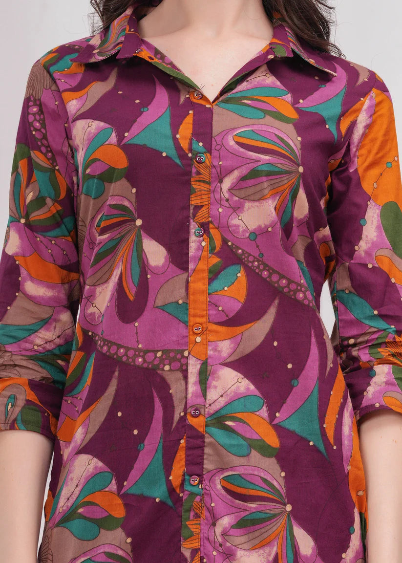 CO-ORDS-Purple Printed Co-Ord set
