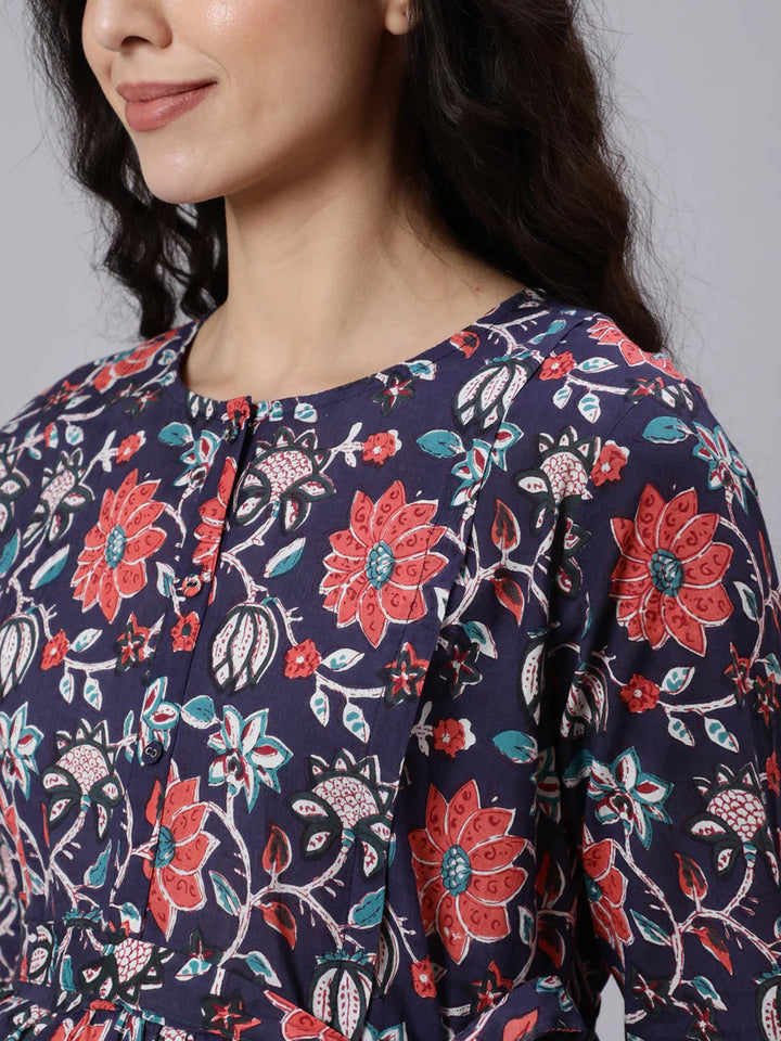 MATERNITY DRESS- Cotton Printed Flared