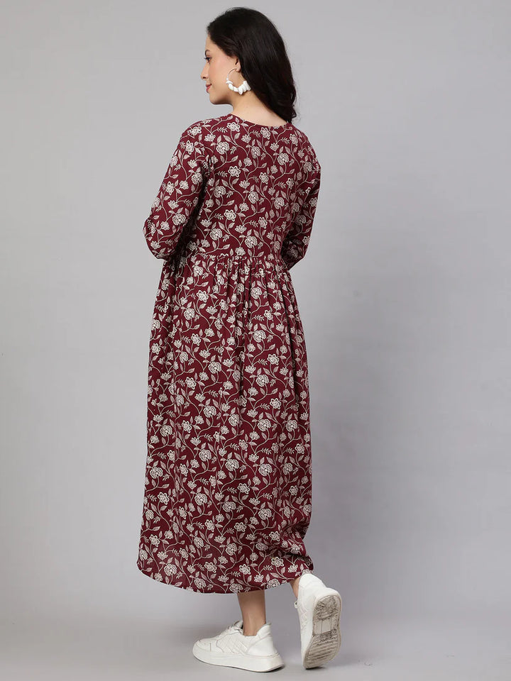 MATERNITY DRESS- Cotton Printed Flared