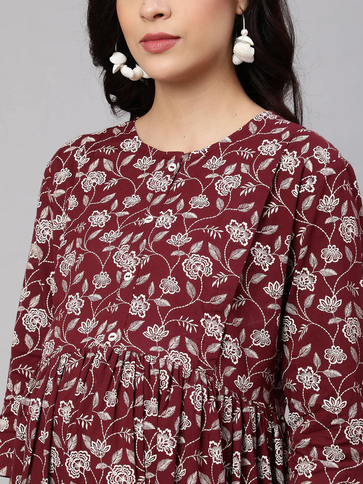 MATERNITY DRESS- Cotton Printed Flared
