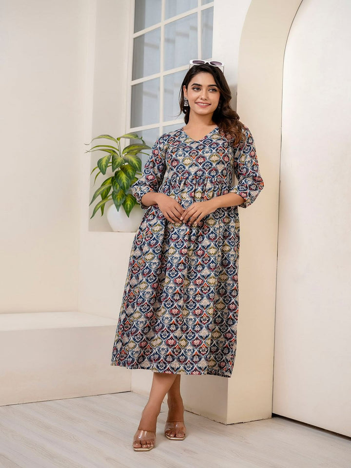DRESS-Blended Multiethnic Printed Dress