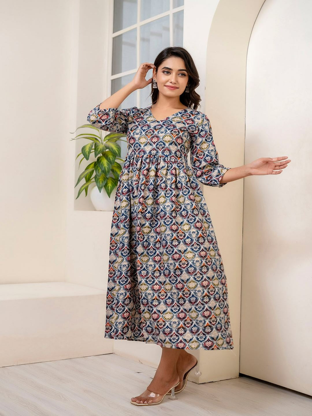 DRESS-Blended Multiethnic Printed Dress