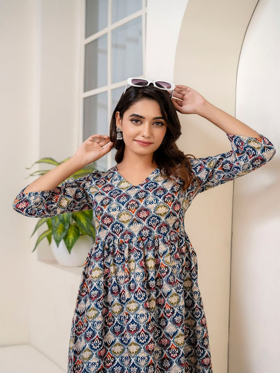 DRESS-Blended Multiethnic Printed Dress