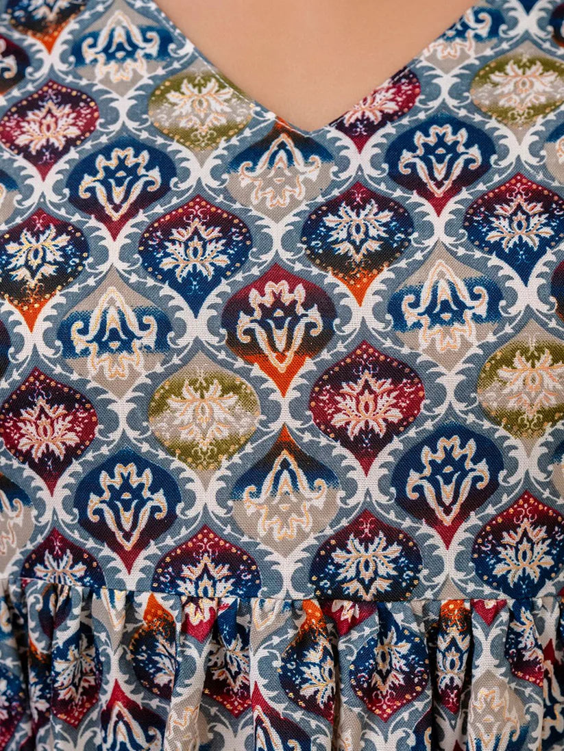 DRESS-Blended Multiethnic Printed Dress