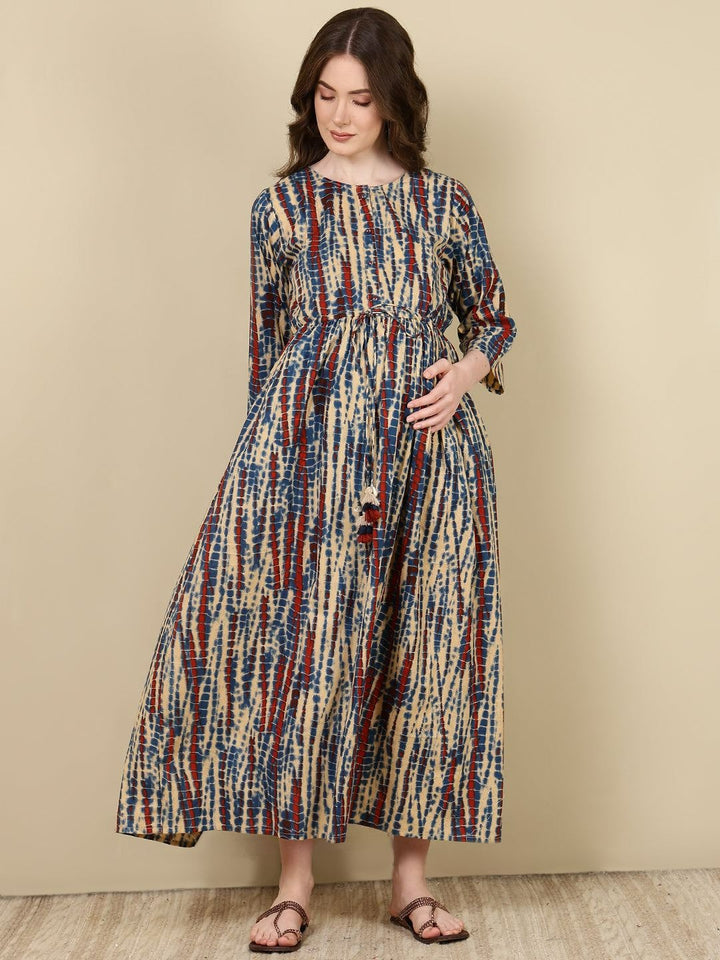 MATERNITY DRESS- Cotton Printed Flared
