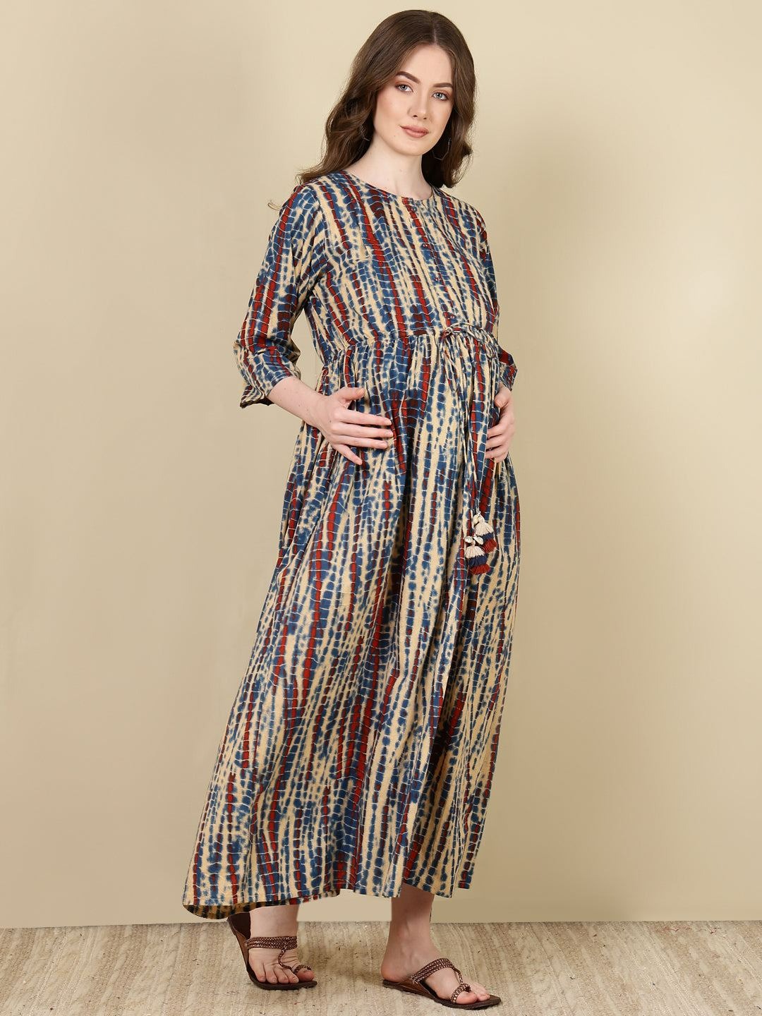 MATERNITY DRESS- Cotton Printed Flared