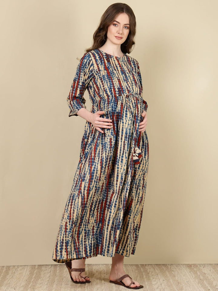 MATERNITY DRESS- Cotton Printed Flared