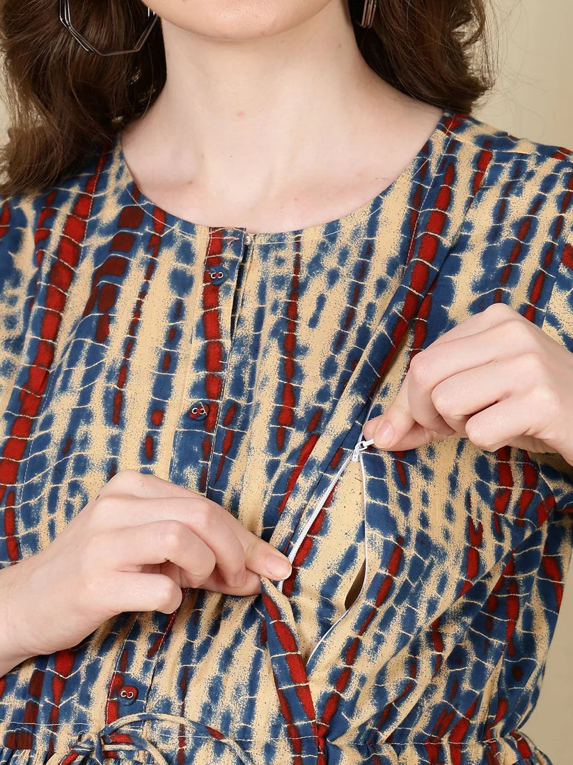 MATERNITY DRESS- Cotton Printed Flared
