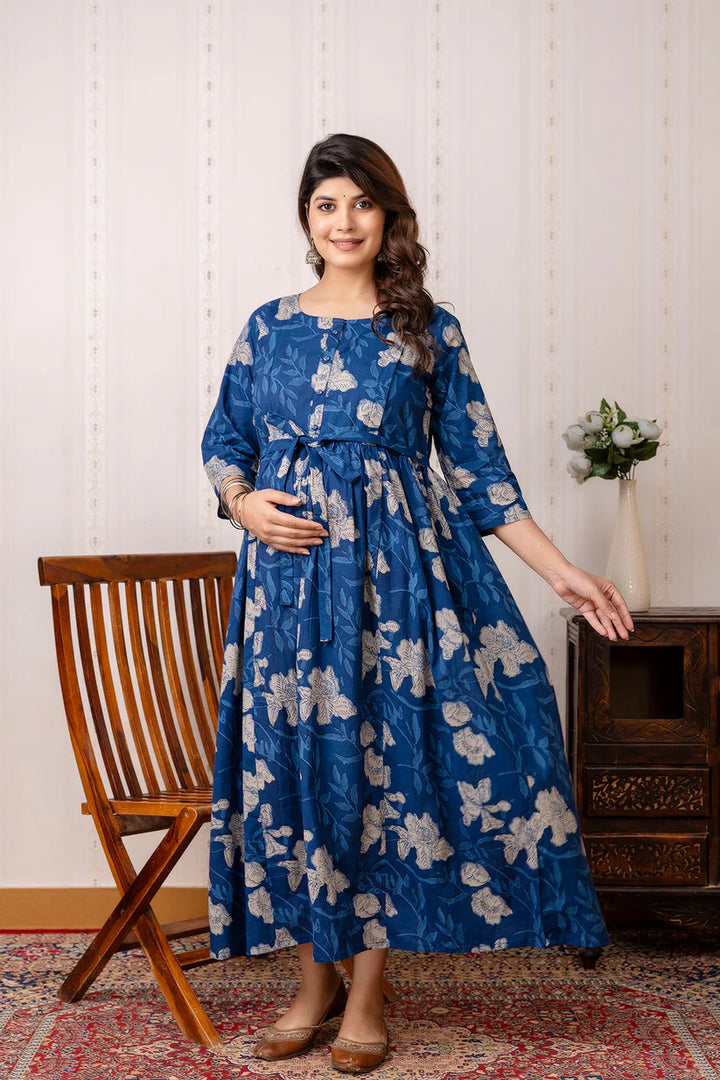 MATERNITY DRESS- Cotton Printed Flared