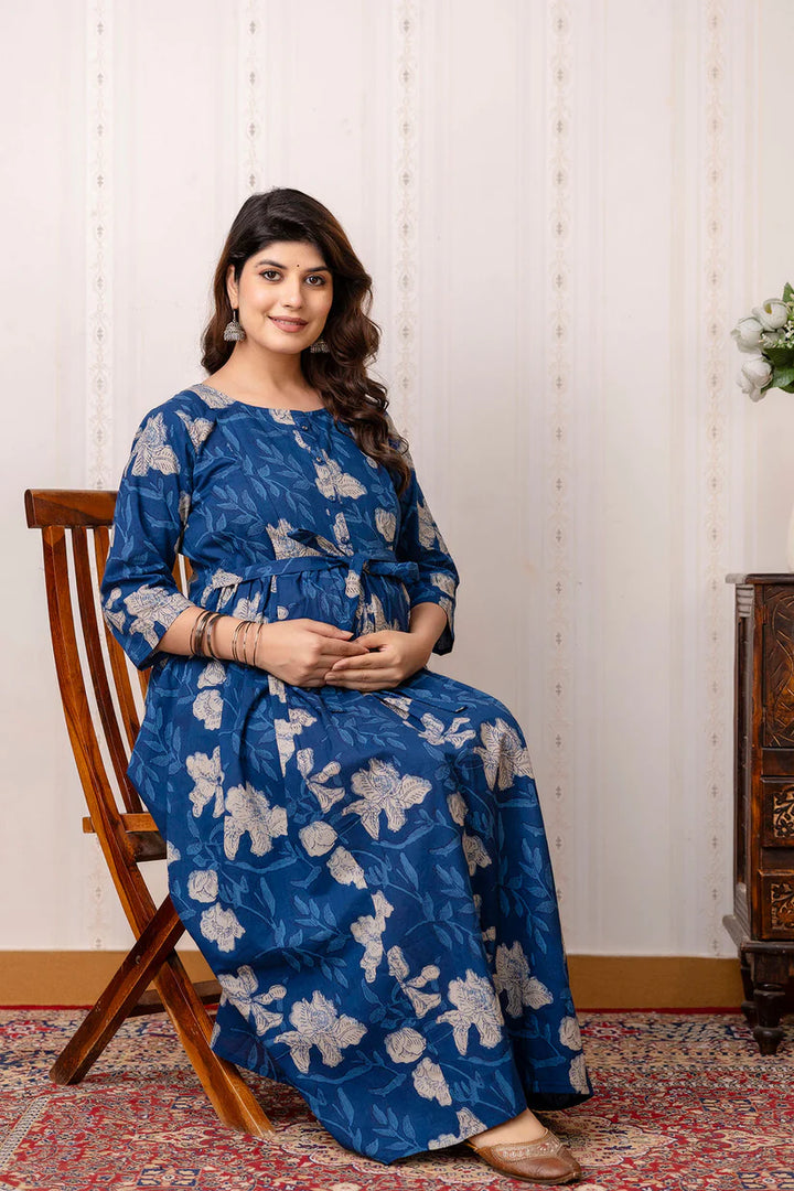 MATERNITY DRESS- Cotton Printed Flared