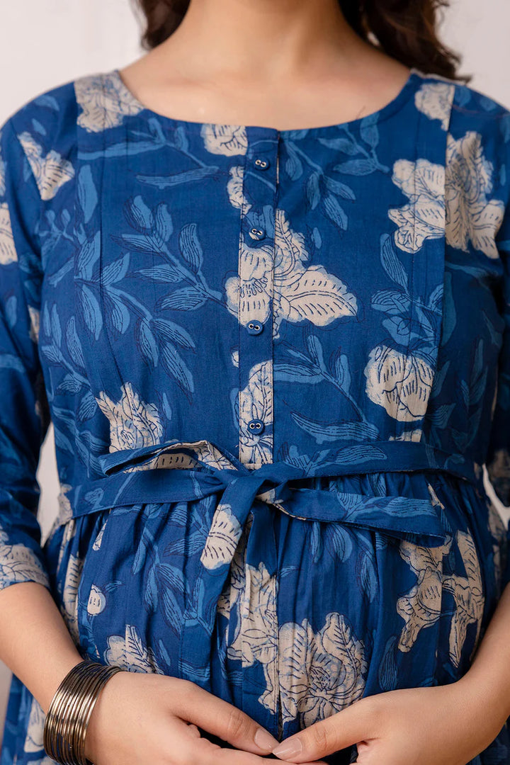 MATERNITY DRESS- Cotton Printed Flared