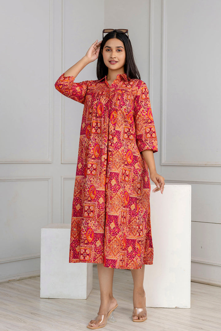 DRESS-Multicolor Printed Flared Dress