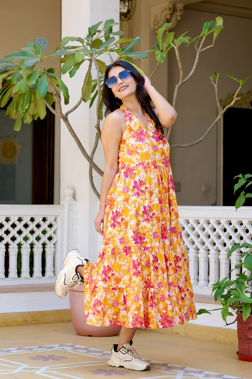 DRESS-Cotton Floral Printed Pure