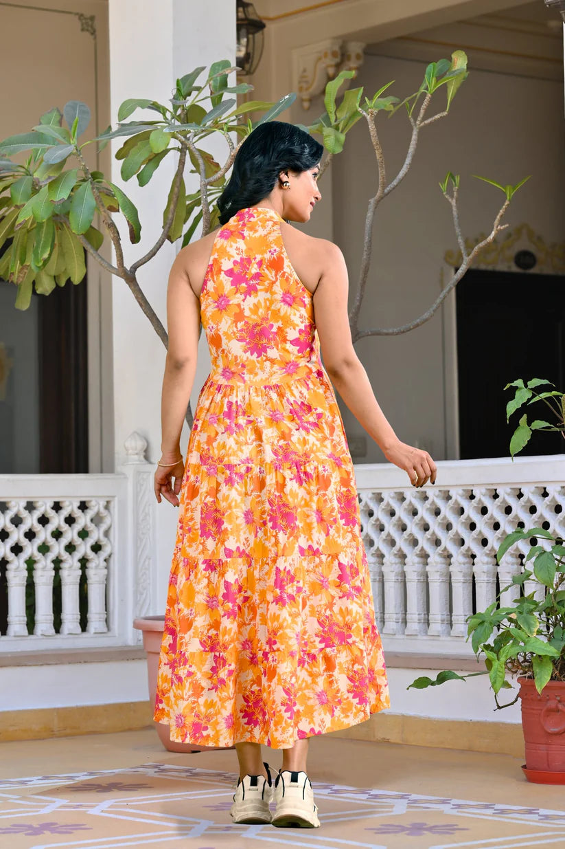 DRESS-Cotton Floral Printed Pure