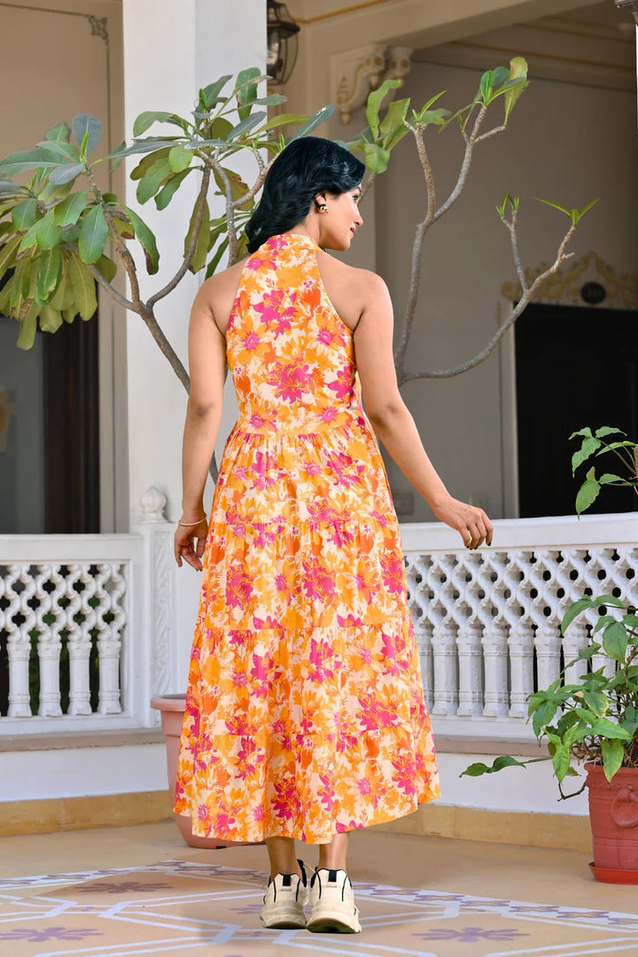 DRESS-Cotton Floral Printed Pure