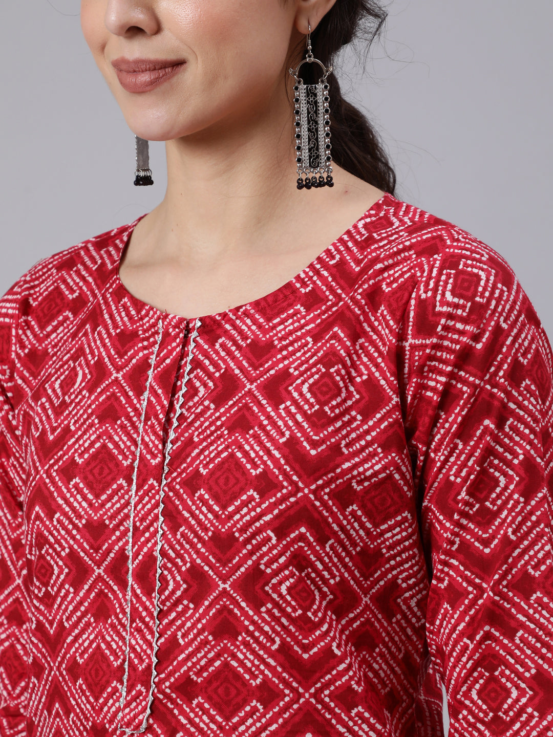 DUPATTA SET - Bandhini Printed Straight Kurta With Palazzo And Dupatta