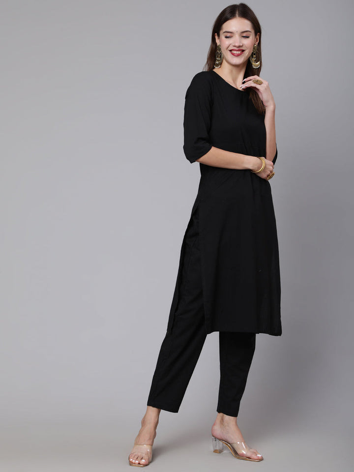 KURTA - BLACK PURE COTTON