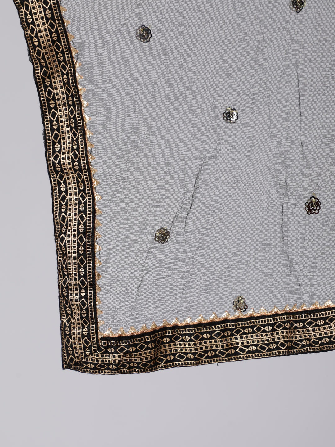 DUPATTA SET-Gold Printed Straight Kurta, Pant and Dupatta