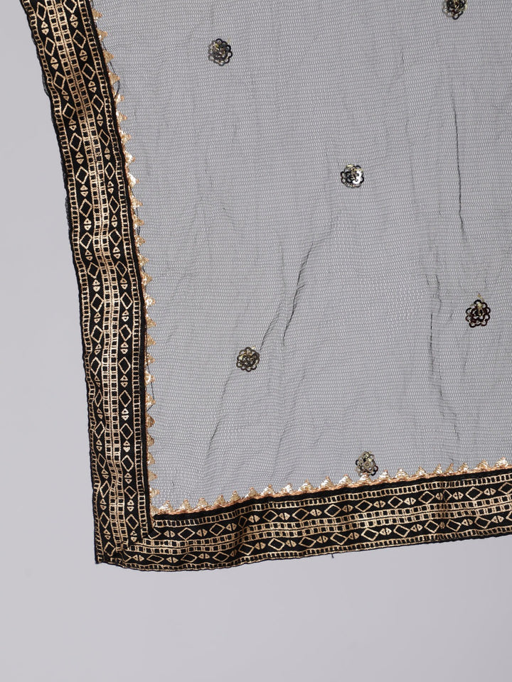 DUPATTA SET-Gold Printed Straight Kurta, Pant and Dupatta