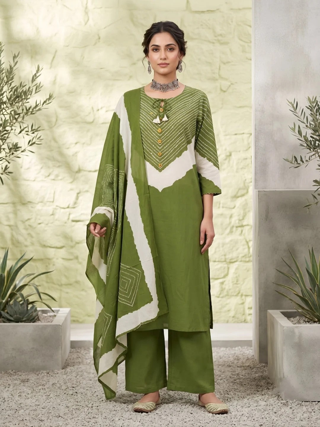 DUPATTA SET-Cotton Printed Straight