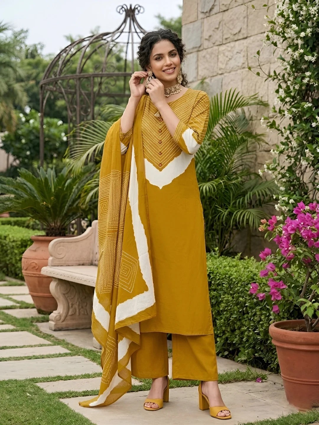 DUPATTA SET-Cotton Printed Straight