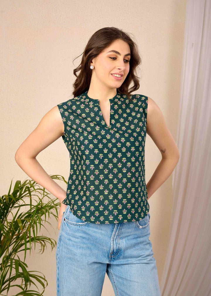 TOP-Cotton Printed Straight