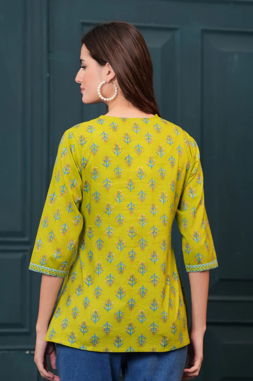 TOP-Cotton Printed Flared