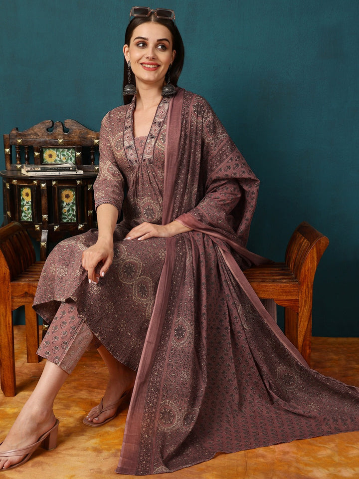 DUPATTA SET-Rayon, Printed, Flared