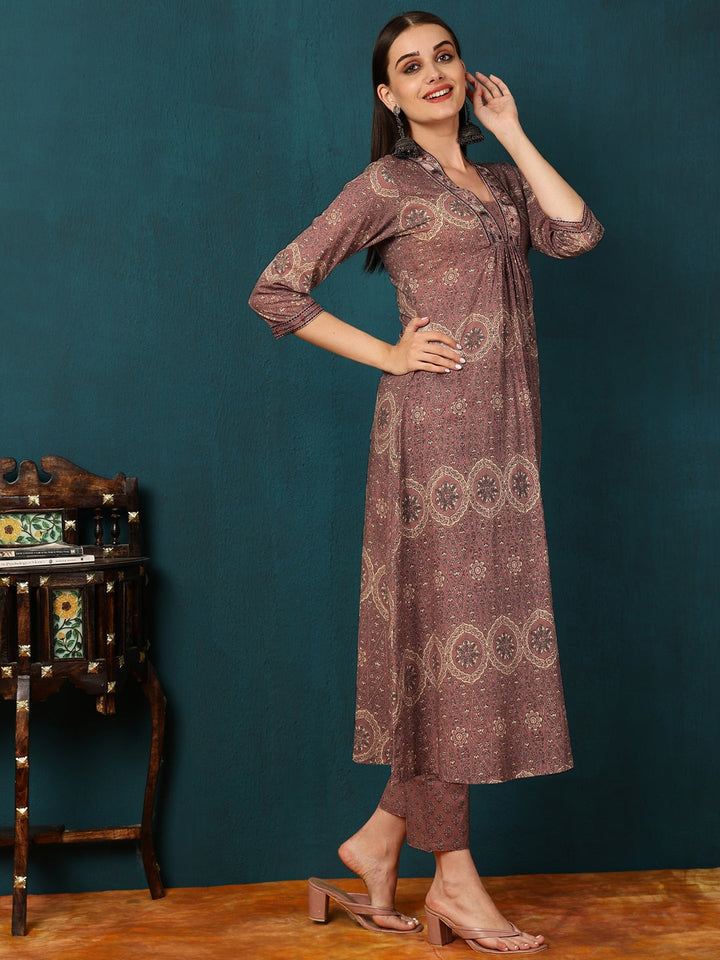 DUPATTA SET-Rayon, Printed, Flared