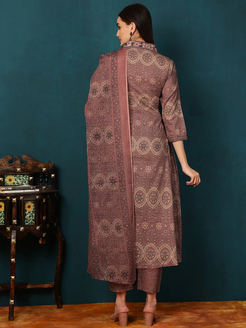 DUPATTA SET-Rayon, Printed, Flared