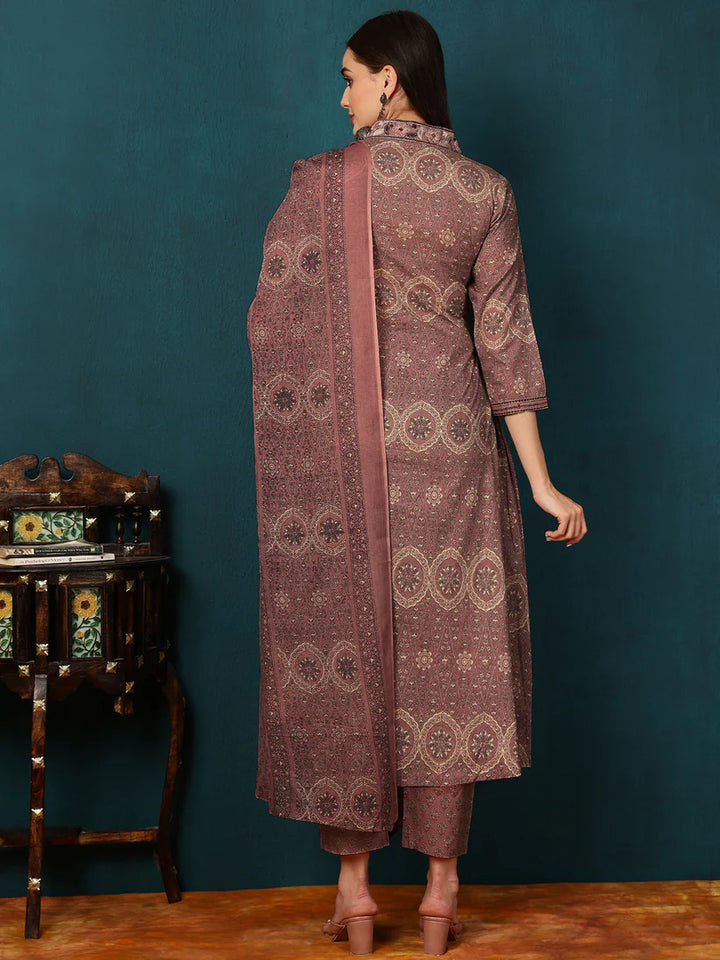DUPATTA SET-Rayon, Printed, Flared