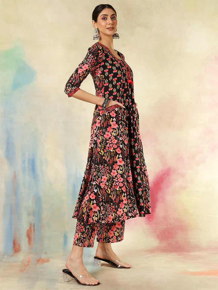 DUPATTA SET-Cotton Calf Length Embroidered Printed