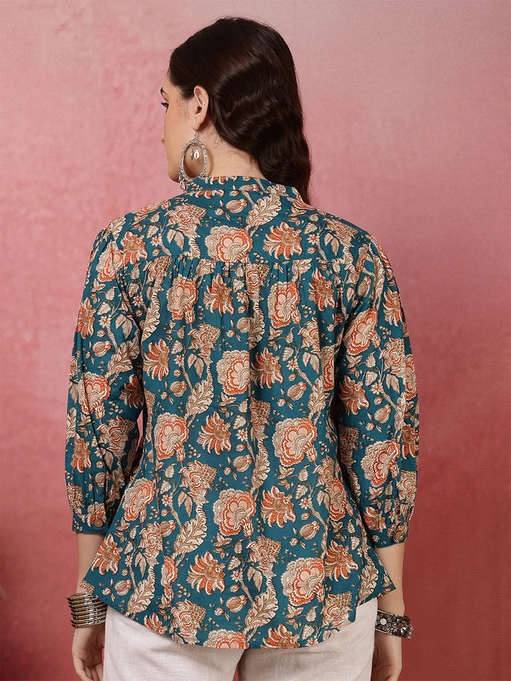 TOP-Cotton Printed Flared