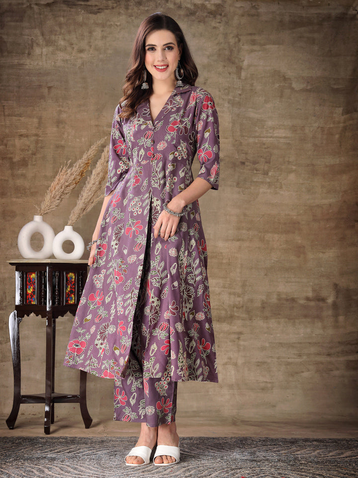 CO-ORDS-Mauve, Rayon Floral Printed