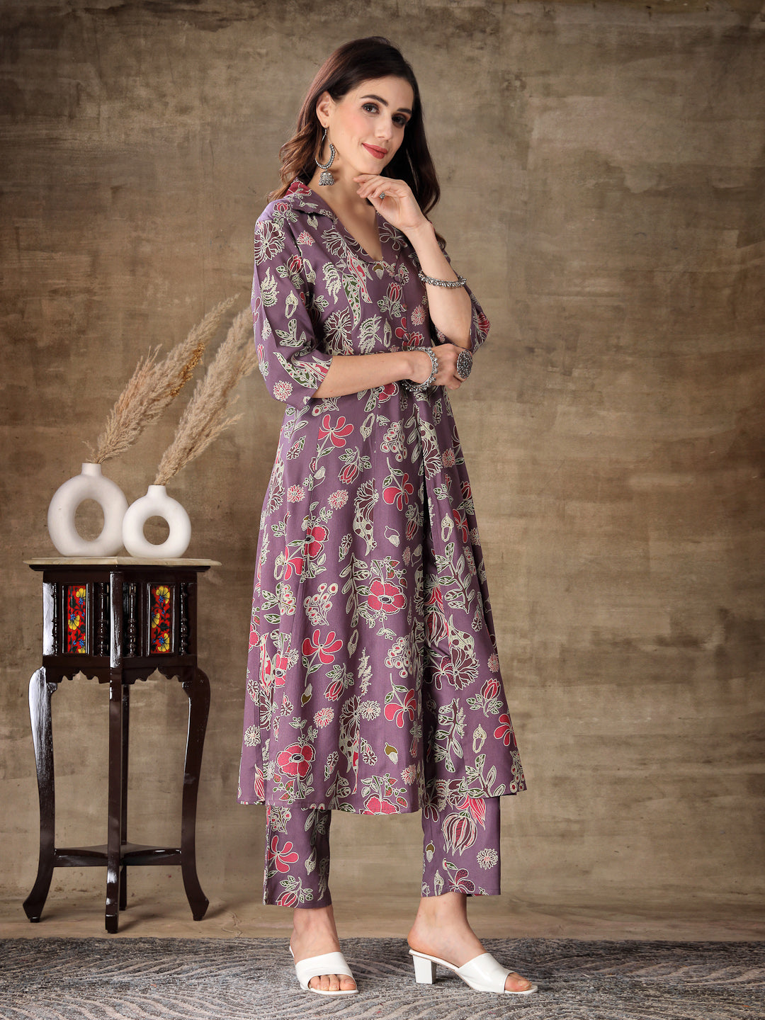 CO-ORDS-Mauve, Rayon Floral Printed