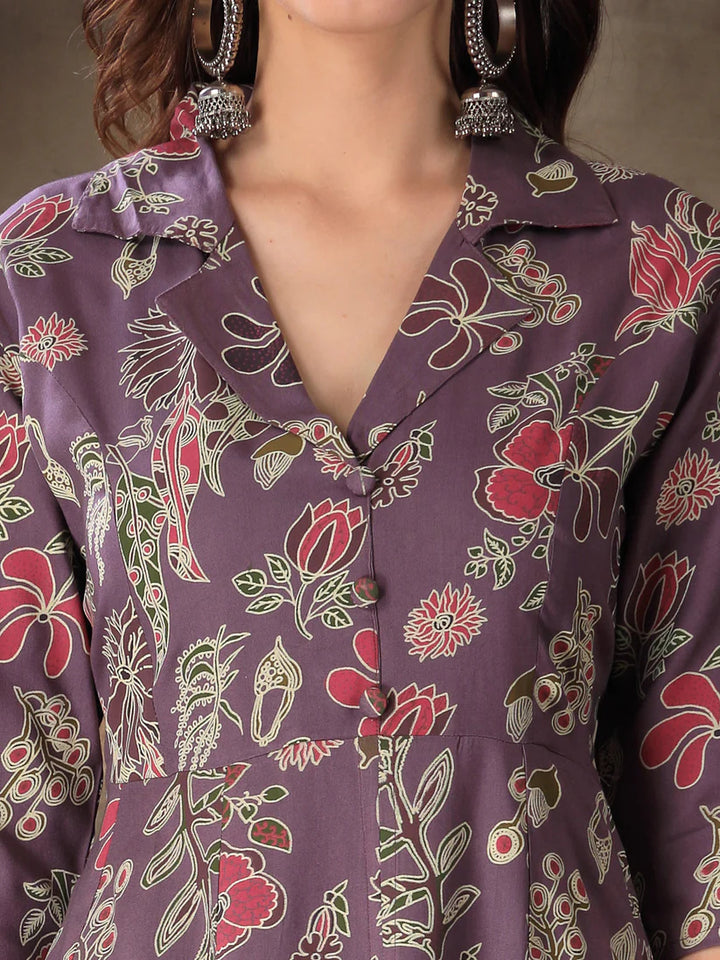 CO-ORDS-Mauve, Rayon Floral Printed