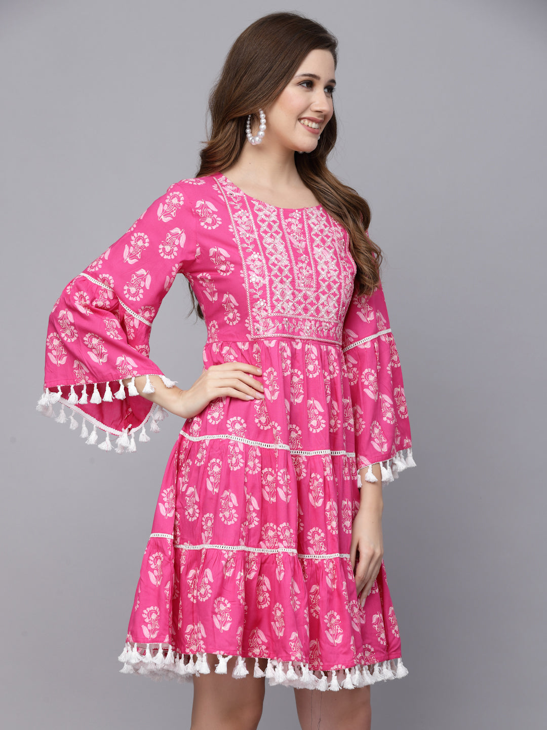 TUNIC-Floral Printed Rayon Flared