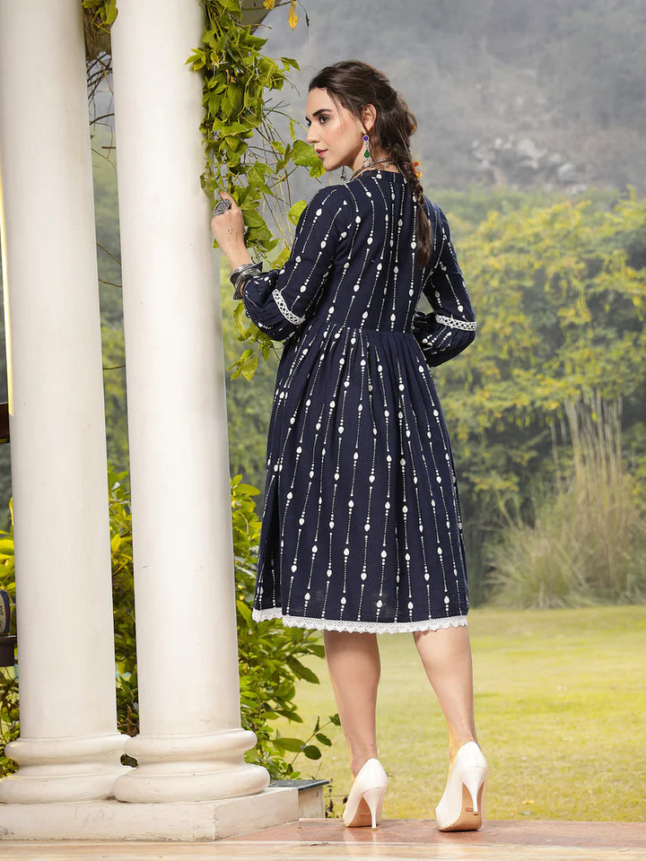 TUNIC-Cotton Printed Cotton Flared Dress