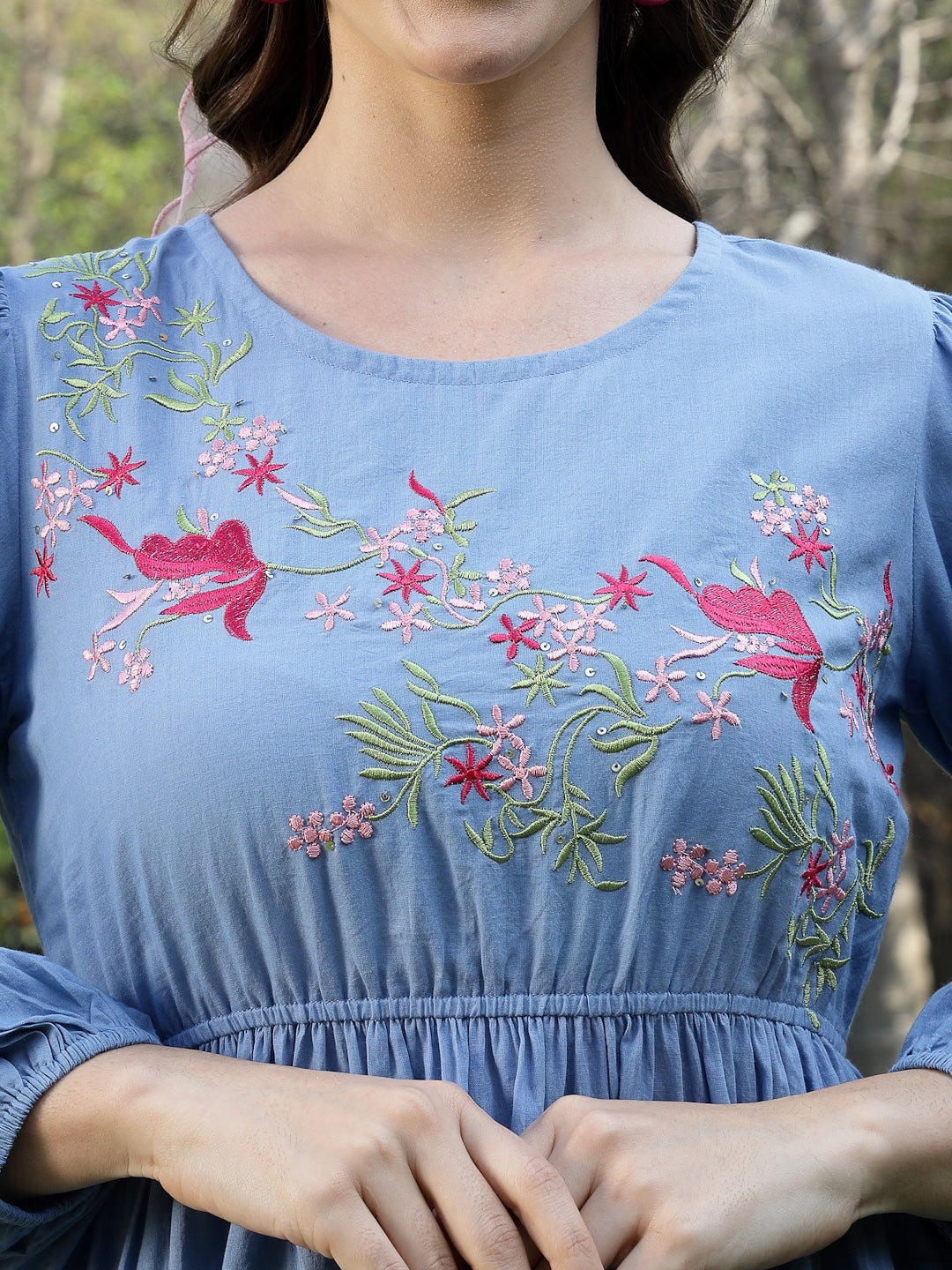TUNIC-Cotton Embroidered Solid