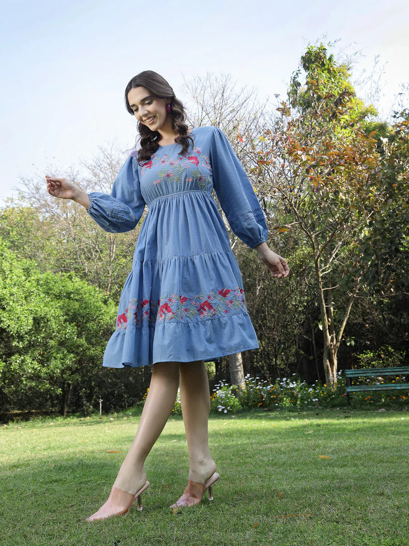 TUNIC-Cotton Embroidered Solid
