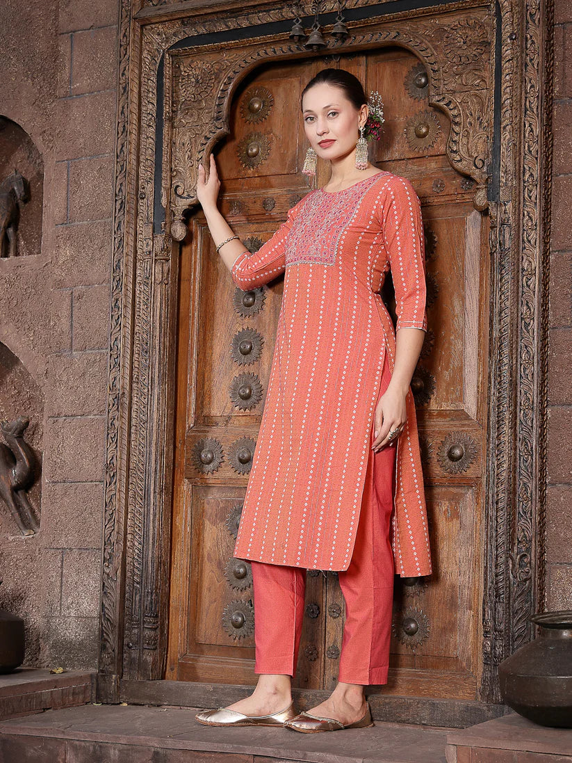 DUPATTA SET-Woven Design & Embroidered Cotton Blend