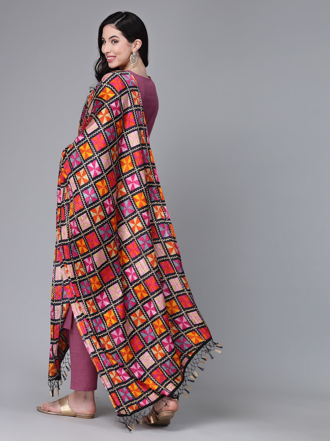 DUPATTA SET-Solid Cotton Blend Straight