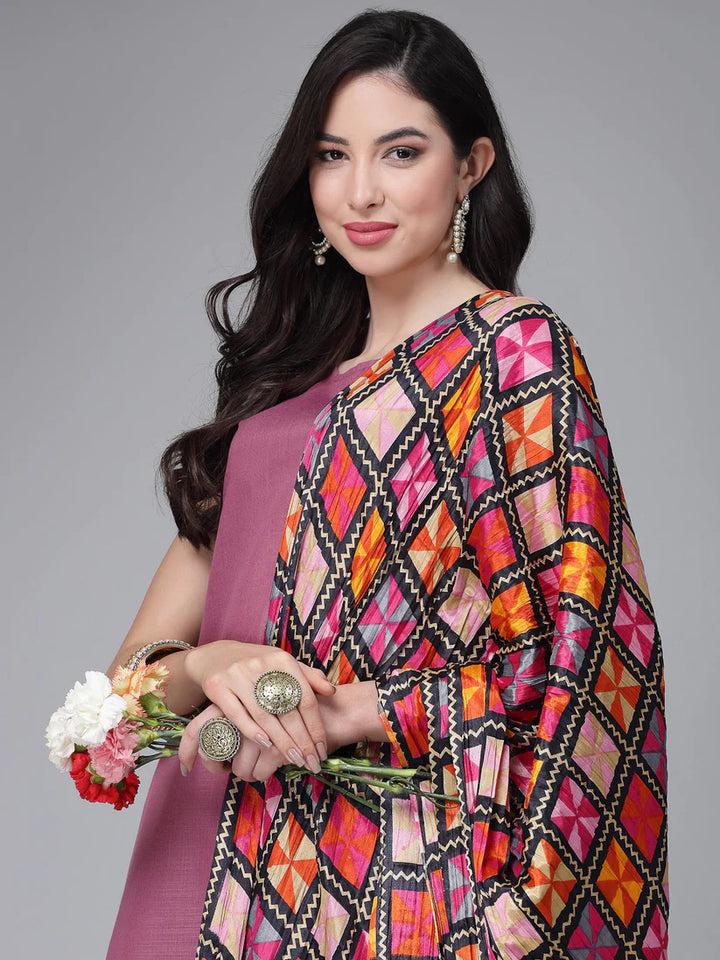 DUPATTA SET-Solid Cotton Blend Straight