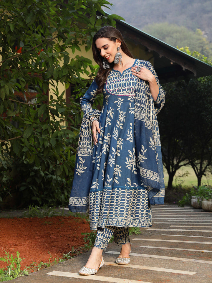 DUPATTA SETS-Flared Pure Cotton